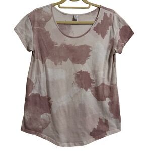 Alternative Tie Dye Scoop Neck‎ TShirt Women M Pink Beige Short Sleeve